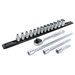 33790 3/8 Inch Drive 12 Point Socket Set 1/4 to 7/8" with Ratchet and Extensions 13-Piece