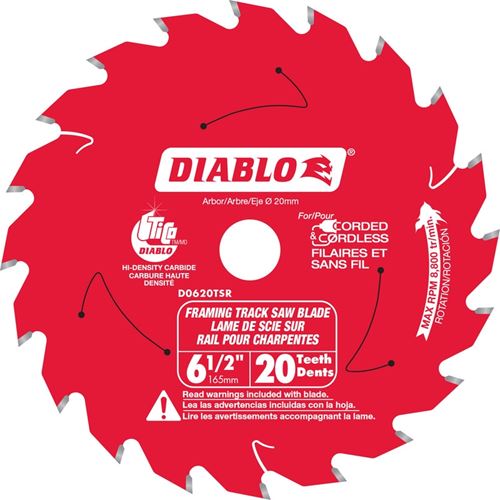 D0620TSR 6-1/2in  20-Teeth Track Saw Blade for Fra