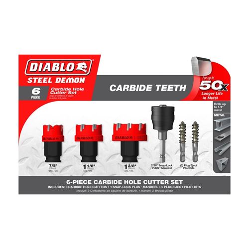 DHS06CFS 6 pc Steel Demon Carbide Teeth Hole Cutte