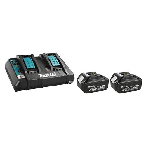 Makita Y-00315 2 x 18V 4.0Ah Li-Ion Battery & Li-Ion Dual-Port Rapid Charger Kit