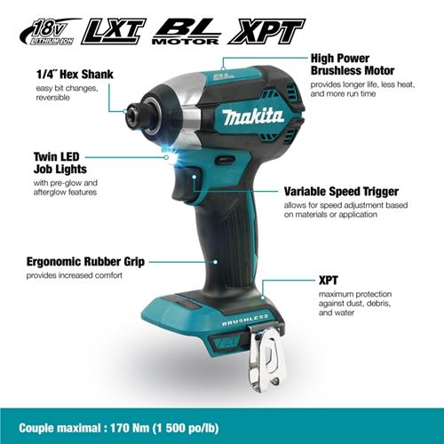 DTD153Z 1/4in Cordless Impact Driver with Brush-3