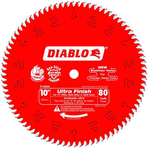 D1080X 10 in. x 80 Tooth Ultra Finish Saw Blade