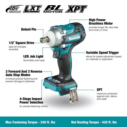 DTW301XVZ  1/2in Cordless Impact Wrench with Br-3