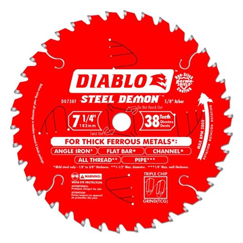 Diablo D0738F 7-1/4 in. x 38 Tooth Steel Demon Metal Cutting Saw Blade
