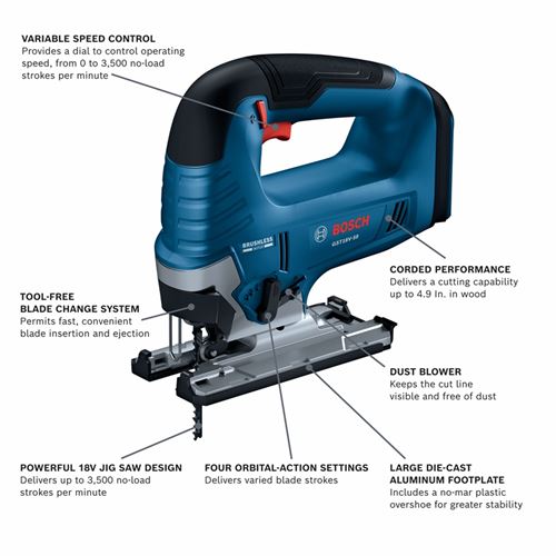 Bosch GST18V 50N 18V Brushless Top Handle Jig Saw Bare Tool