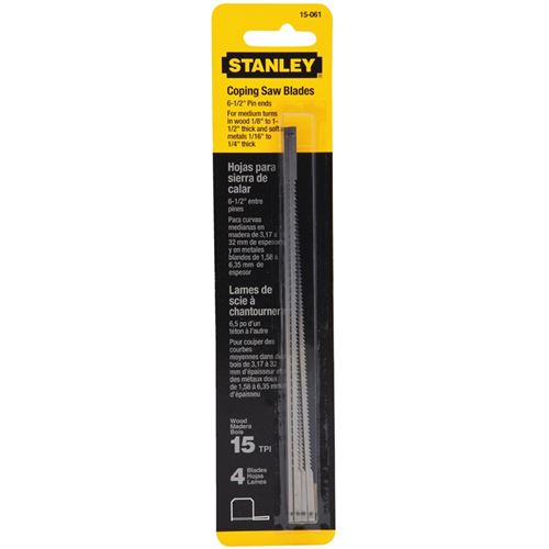 Stanley 15-061 4 pk 6-1/2 in x 15 TPI Coping Saw Blades