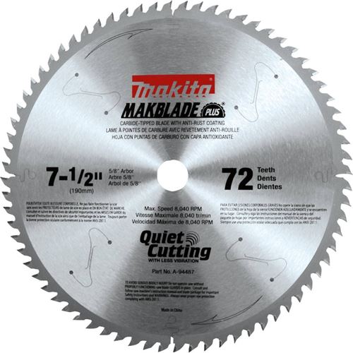 A-94487 7-1/2in 72T Carbide Tipped Miter Saw Blade