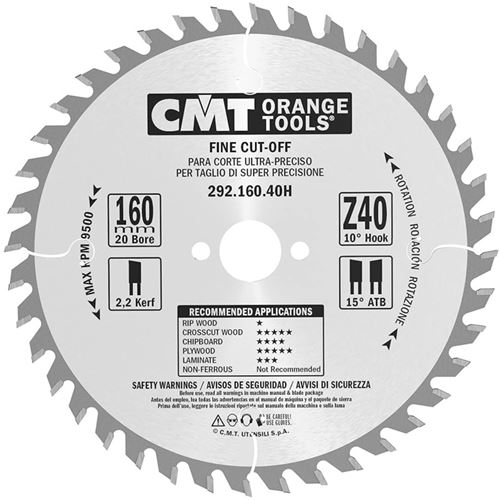 292.160.40H 160MM 24T 20MM Fine Cut Blade for Fest