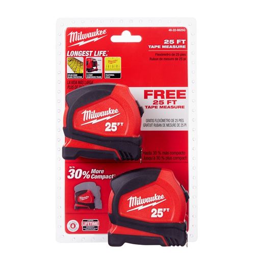 48-22-6625G 25ft Compact Tape Measure - 2 Pack