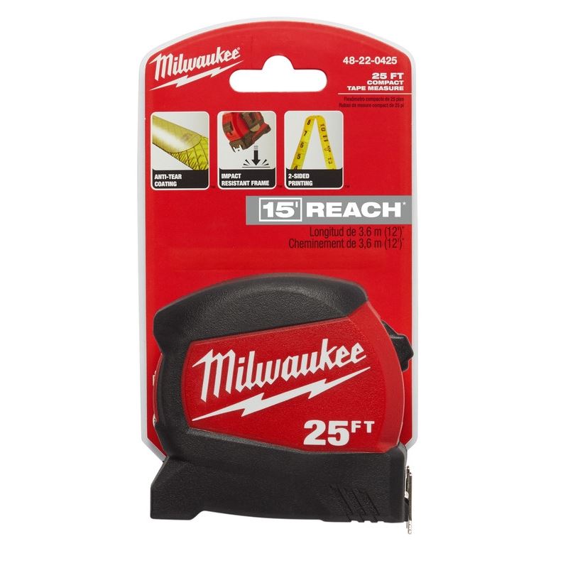 Milwaukee 48-22-0425 25 FT Compact Wide Blade Tape Measures